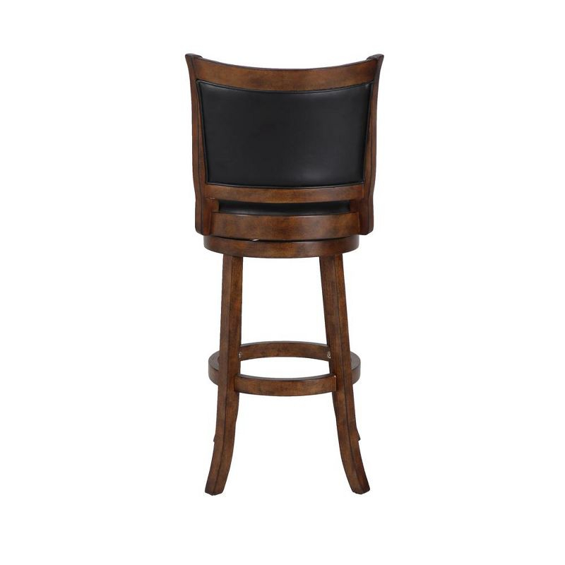 New Classic Furniture, Bristol Wood Swivel Bar Stool with PU Seat in Dark Brown, Brown