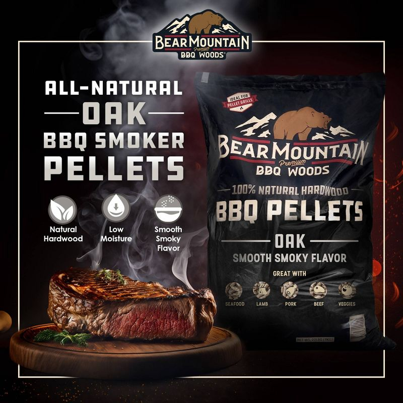 Bear Mountain BBQ Premium All Natural Oak Wood Smoker Pellets for Smoker Grill, Outdoor Gas, Charcoal, and Electric Grill, 40 Pounds (2 Pack)
