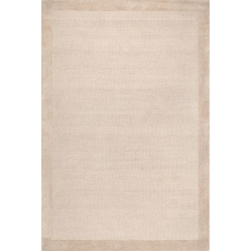 4'x6' Marianne Handmade Wool Border Area Rug Beige - nuLOOM: Solid Tufted Indoor Low Pile Rectangle Rug
