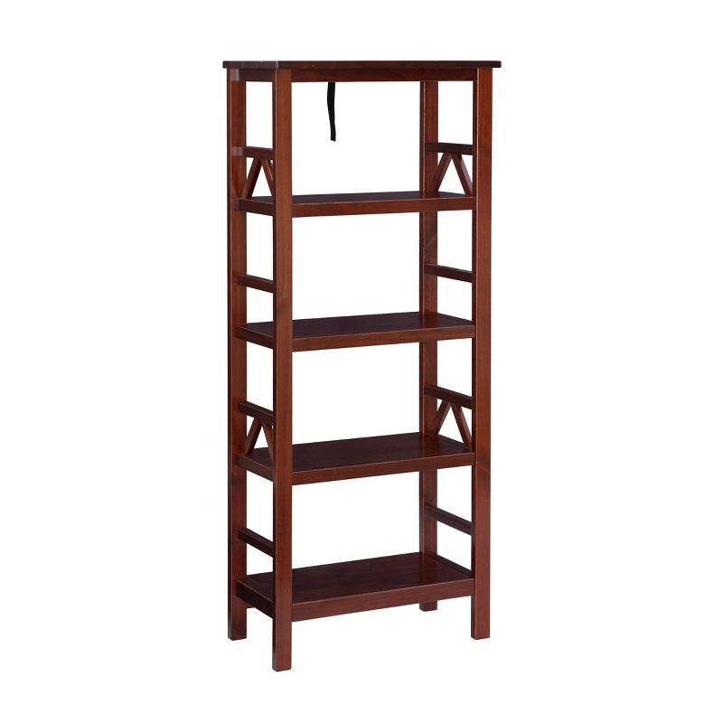 54.45" Titian Transitional Solid Wood Display and Storage Bookshelf Brown - Linon: Mid-Century Modern, 4 Fixed Shelves