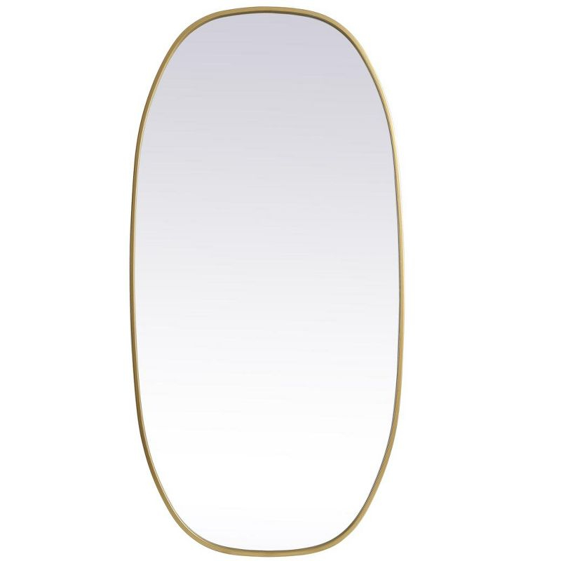 Elegant Lighting Metal Frame Oval Mirror 24x48 Inch in Brass