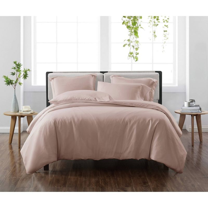 Twin/Twin XL 2pc Heritage Solid Duvet Cover Set Blush - Cannon: Reversible, OEKO-TEX Certified, Polyester