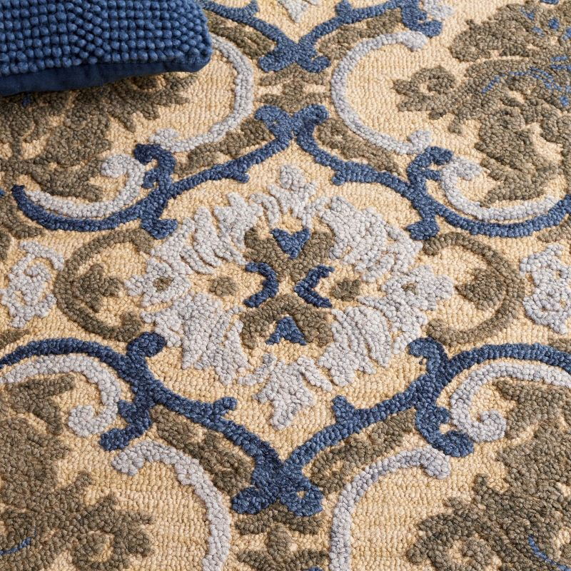 Blossom BLM422 Handmade Tufted Area Rug - Gold/Blue - 4' X 6' - Safavieh