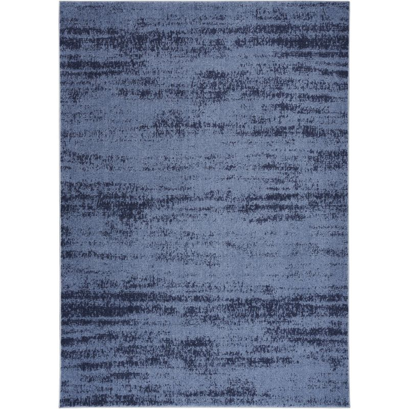 Nourison Essentials Abstract Low Pile Indoor Outdoor Area Rug 5' x 7' Denim