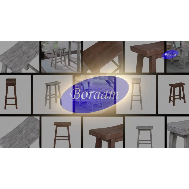 Set of 2 29" Sonoma Saddle Counter Height Barstool Barnwood Wire Brush - Boraam: Wood Frame, Fixed Seat Height