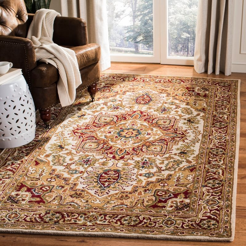 Classic CL763 Hand Tufted Area Rug - Light Gold/Red - 4'x6' - Safavieh.