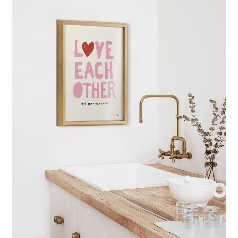 16" x 20" Blake Love Each Other by Kelly Knaga Framed Printed Glass Natural - Kate & Laurel All Things Decor
