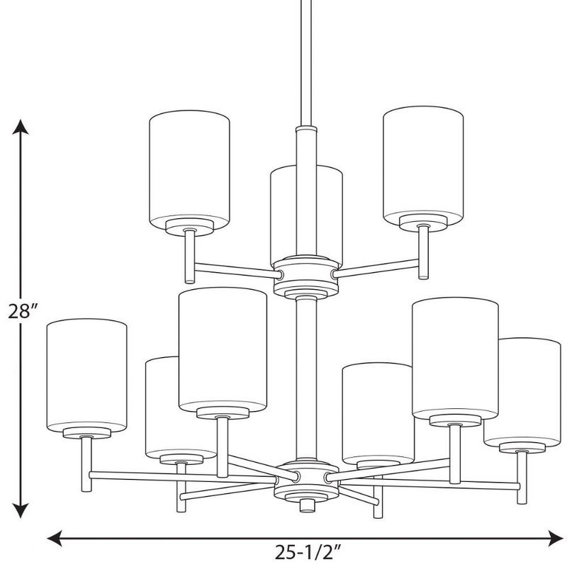 Progress Lighting Replay 9-Light Two-Tier Chandelier, Brushed Nickel, White Glass Shade Collection
