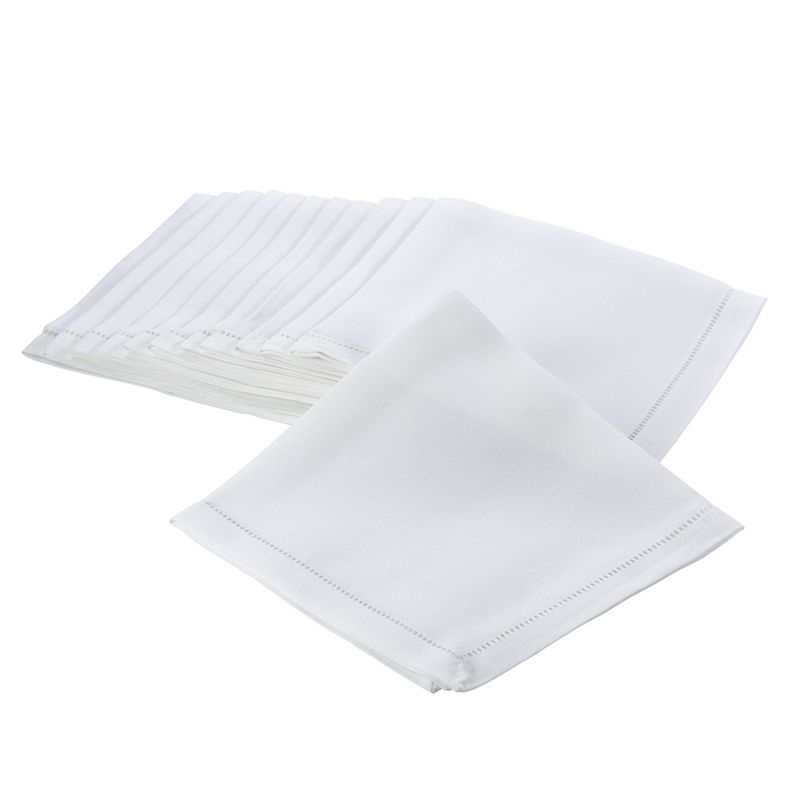 Saro Lifestyle Napkin With Hemstitch Border Design (Set of 12), 22"x22", White
