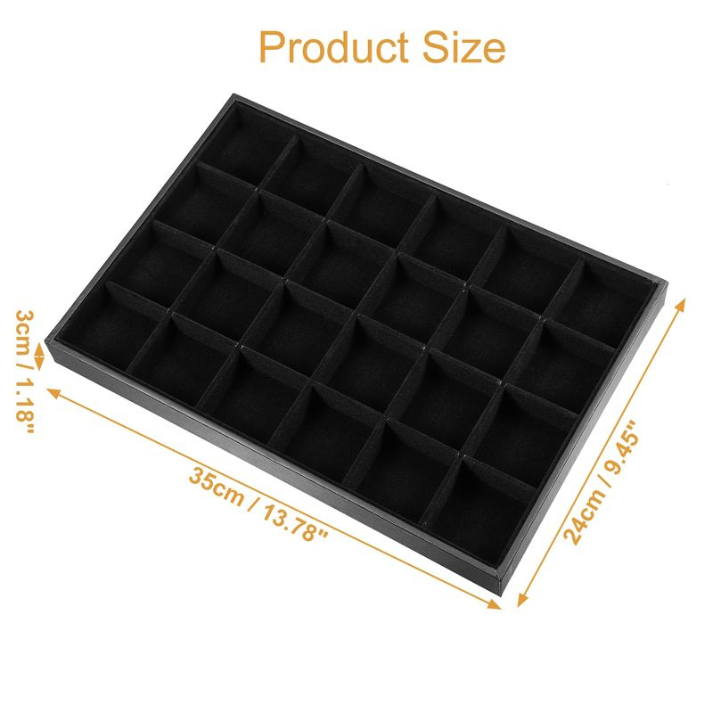 Unique Bargains 24 Grid Jewelry Tray Stackable Tray Showcase for Rings Earrings Necklace Bracelet Pendants 1 Pc Black