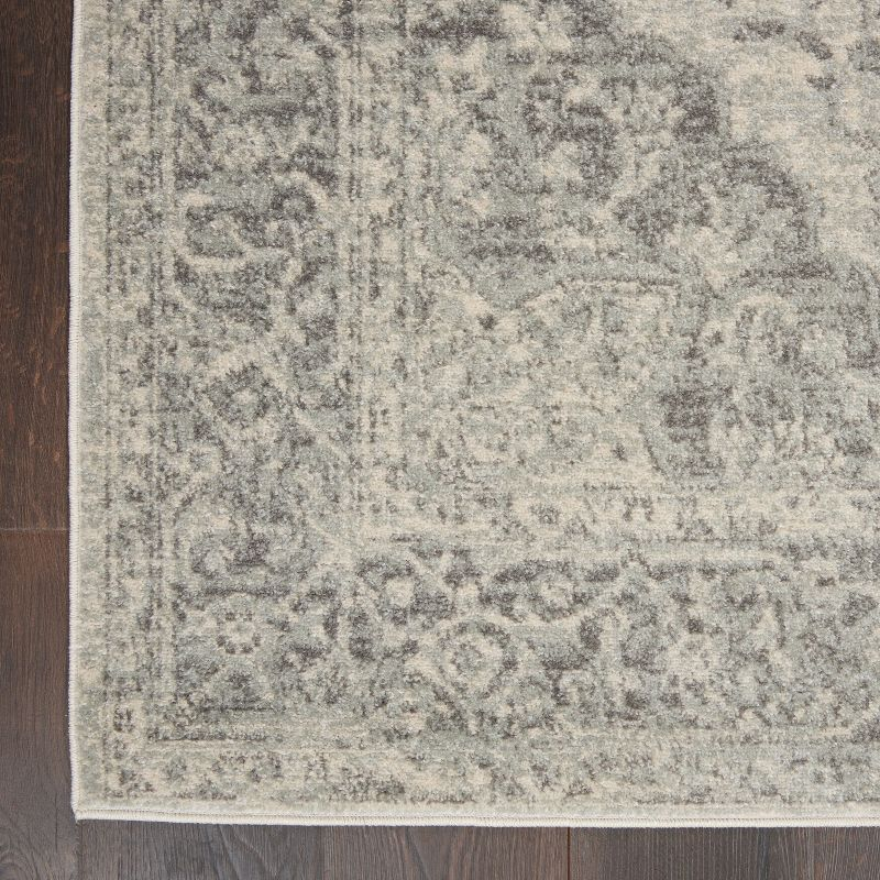 Nourison Tranquil Vintage Persian Center Medallion Area Rug Ivory Grey 5'3" x 7'3"