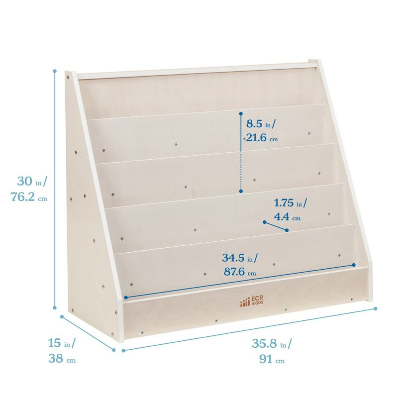 ECR4Kids Single-Sided Book Display, White Wash