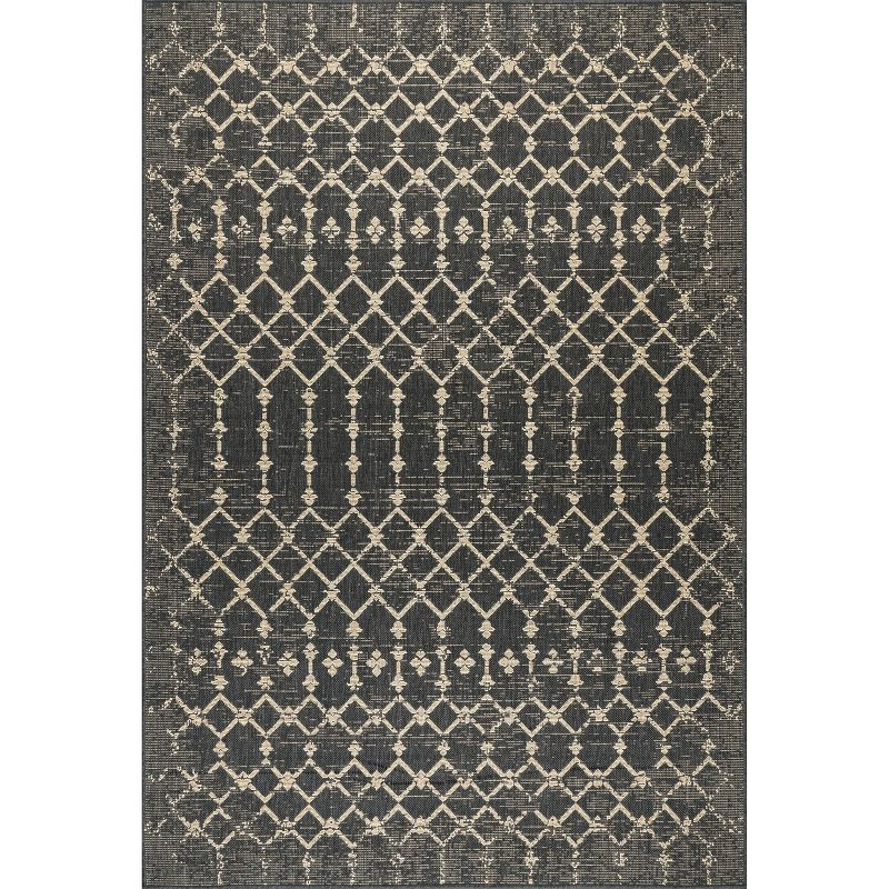 Nuloom Grayson Moroccan Trellis Indoor and Outdoor Area Rug, Gray, 6'7"x9'