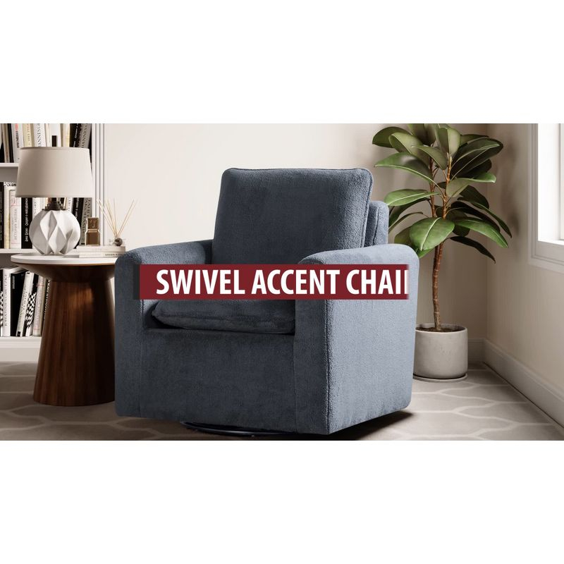 Lifestyle Solutions Lyndale Swivel Accent Chair Charcoal: High-Density Foam, Metal Legs, Scandinavian Style