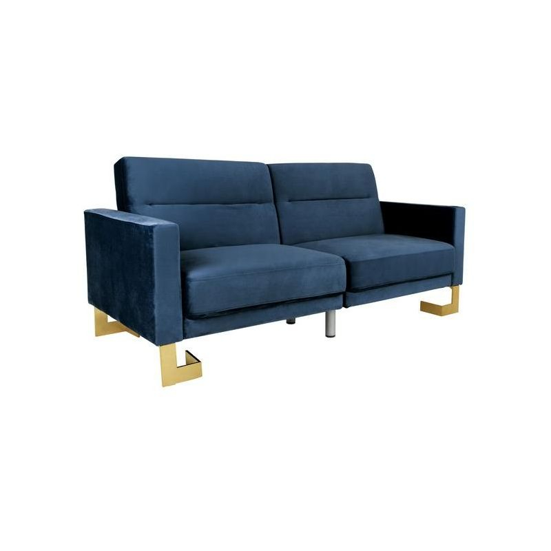 Tribeca Foldable Futon Bed - Navy/Brass - Safavieh