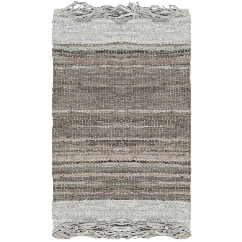 Vintage Leather VTL310 Hand Woven Indoor Accent Rug - Light Grey/Taupe - 2'x3' - Safavieh