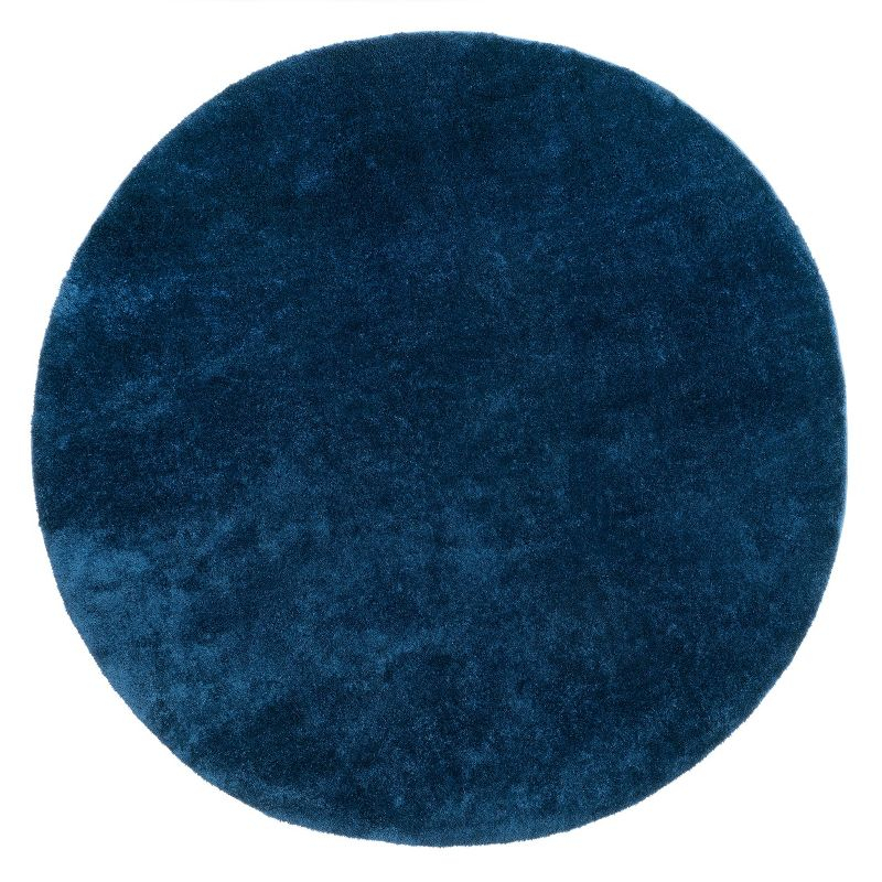 nuLOOM 4' Round Cozy Plush SuperiorWash Area Rug, Machine Washable, Non-Slip, Soft Fluffy Shag Carpet for Living Room Bedroom Nursery, Loni Navy