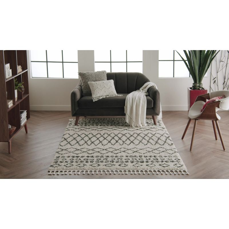 Nourison Marrakesh Shag MRK02 Cream Area Rug 5'3" x 7'11"