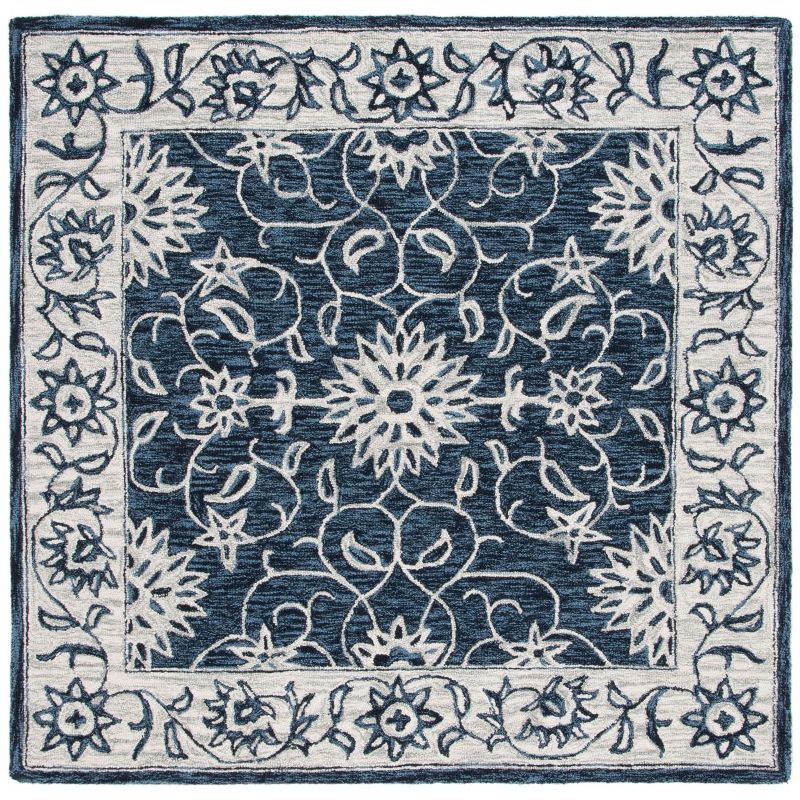 Jardin JAR601 Hand Tufted Area Rug - Navy/Ivory - 6'x6' - Safavieh