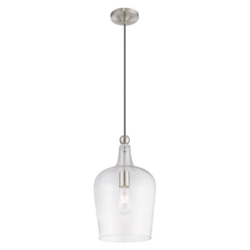 Livex Lighting Art Glass 1 - Light Pendant in  Brushed Nickel