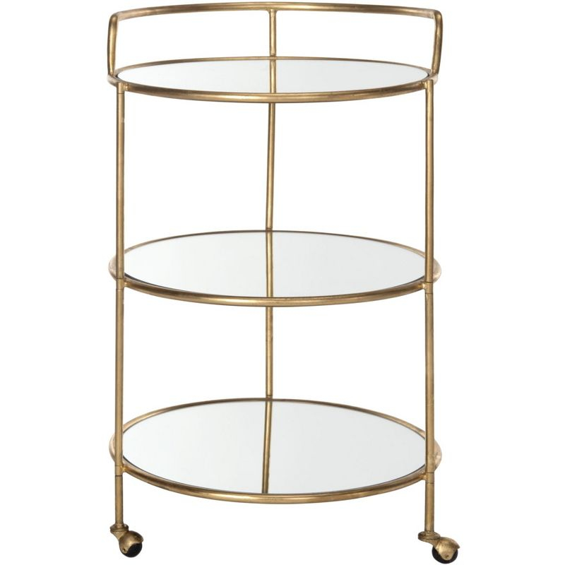 Dulcinea Bar Cart - FOX2554B - Gold/Mirror - Safavieh