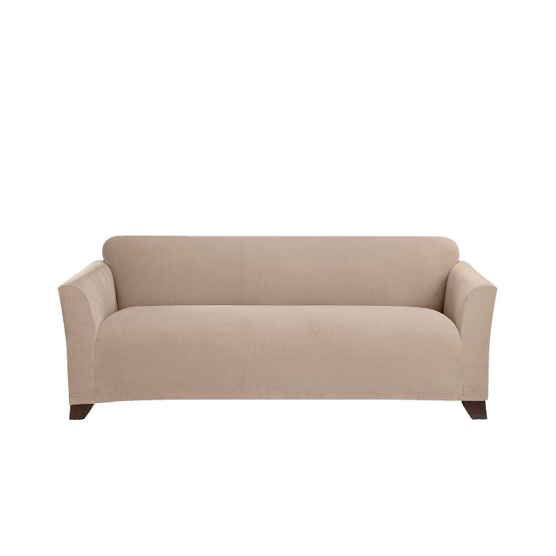 Stretch Morgan Sofa Slipcover Khaki - Sure Fit: Elastic Knit, Protective Furniture Cover
