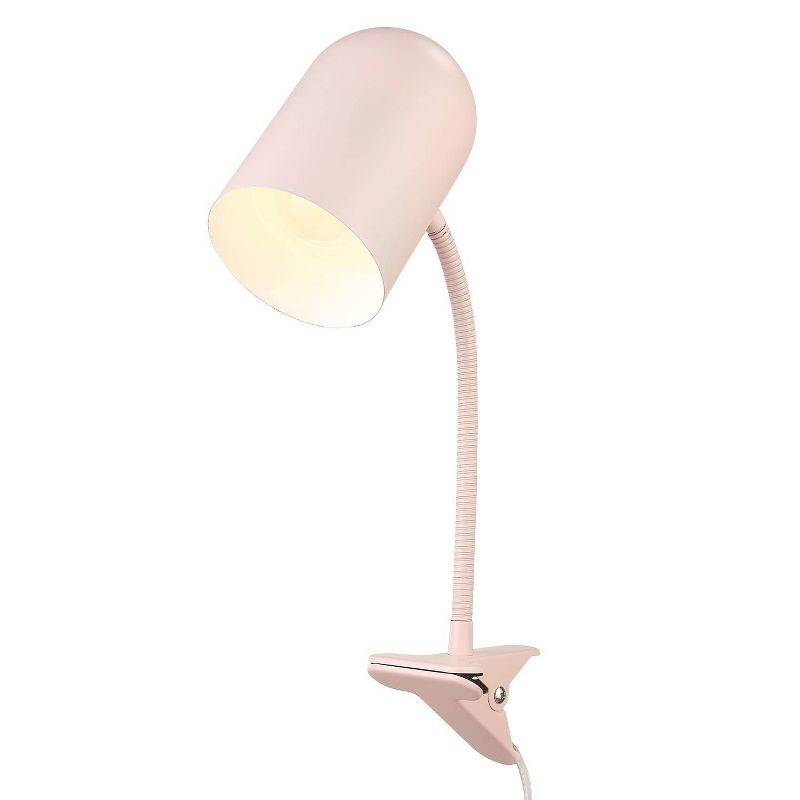 15" Carter Clip-Arm Desk Lamp with Adjustable Gooseneck Matte Pink - Globe Electric: ETL Listed, Metal Shade