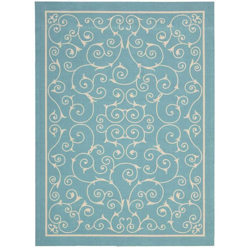 Nourison Home & Garden Light Blue Indoor/Outdoor Area Rug RS019 4'3" x 6'3"