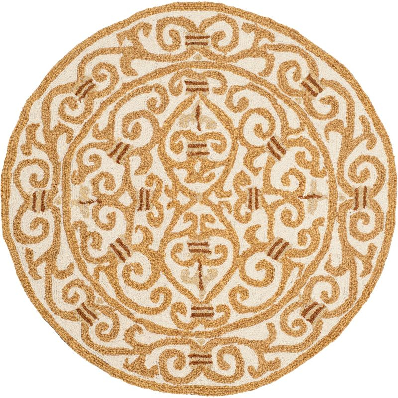 Chelsea HK11 Handmade Area Rug - 3' Round - Ivory/Gold - Safavieh