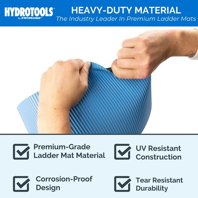 HYDROTOOLS By SWIMLINE Original 9" x 36" Ladder Mat, Non Slip Mat Pool Liner Protector for Above Ground Pools, Durable Ribbed Texture