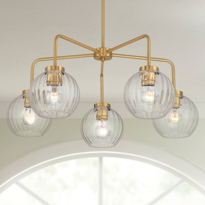 Possini Euro Design Mandy 30" Modern Pendant Chandelier Ceiling Light Fixture Dining Room Over Table Hanging 5-Light Clear Plated Gold Finish