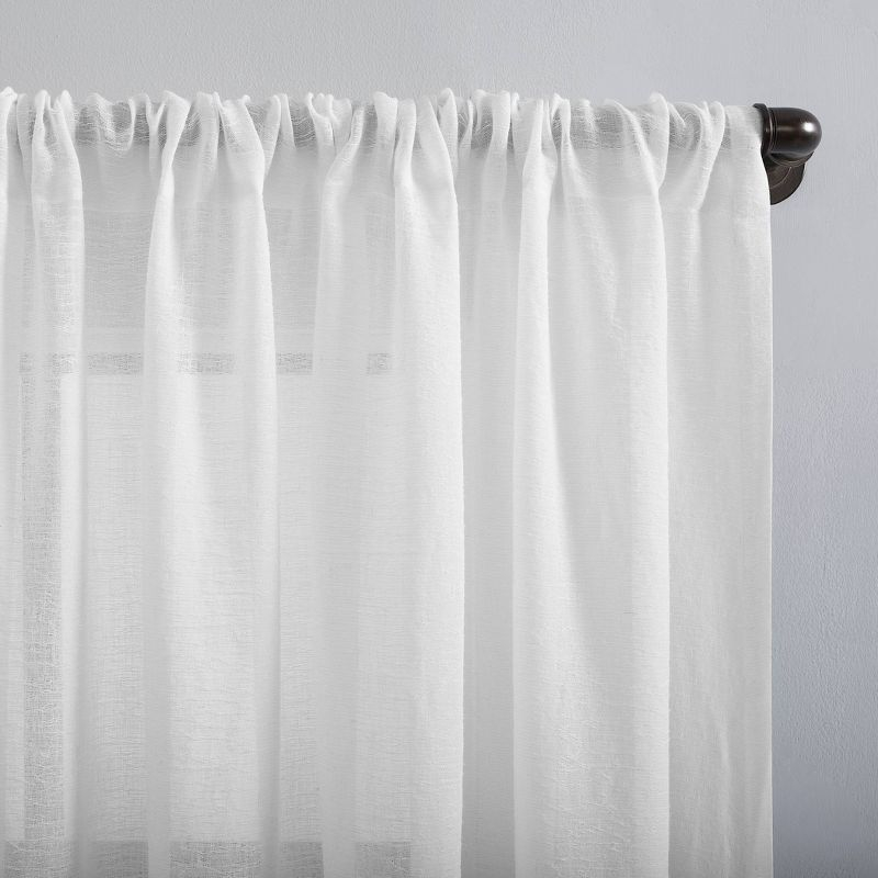 63"x52" Crushed Texture Anti-Dust Sheer Curtain Panel White - Clean Window: Modern Linen Slub Rod Pocket