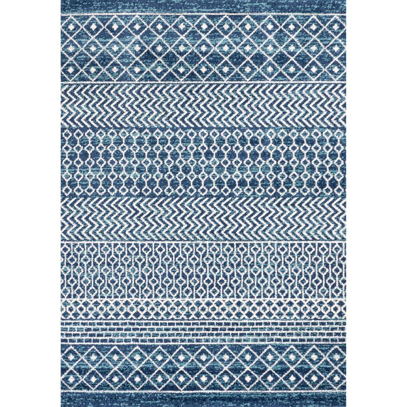 5' x 8' Arta Moroccan Vintage Geometric Rug Area Rug, Navy/Cream - JONATHAN Y