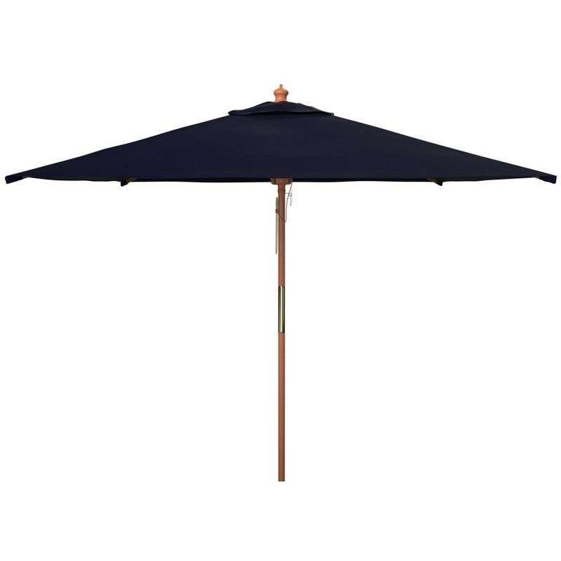 Velop 7.5 Ft Square Wooden Pulley Market Umbrella - PAT8409 - Navy - Safavieh