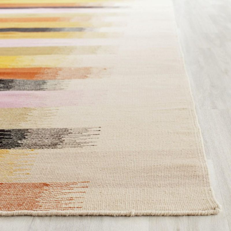 Dhurries DHU642 Hand Woven Flat Weave Indoor Area Rug - Beige/Multi - 4'x6' - Safavieh