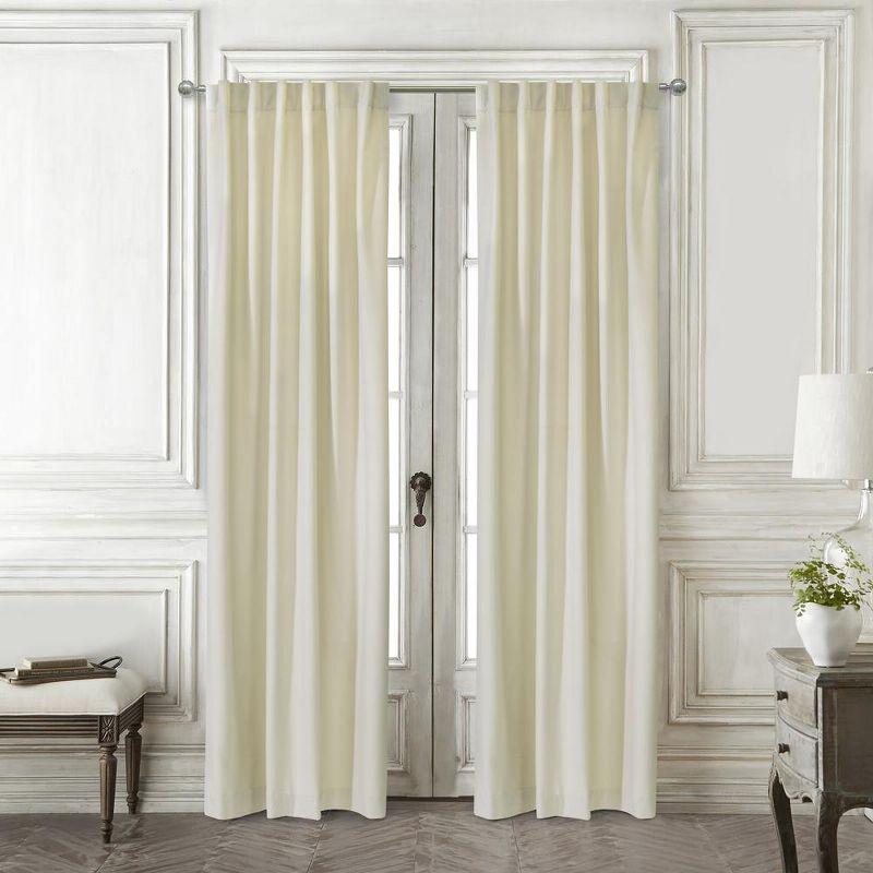 Thermaplus Seren Room Darkening Window Treatment Dual Header Curtain Panel for Bedroom Livingroom 50" x 84" Natural