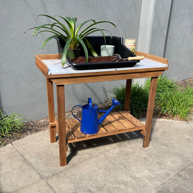 Tierra Garden Gardener's Table with Tin Surface