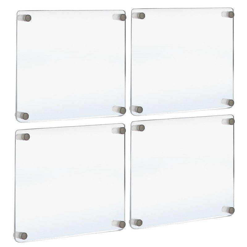 Azar Displays Floating Acrylic Gallery Wall Set of Four Floating Frames with Stand Off Caps: 16” x 16” Graphic Size, Overall Frame Size: 20” x 20” (Set of 4)