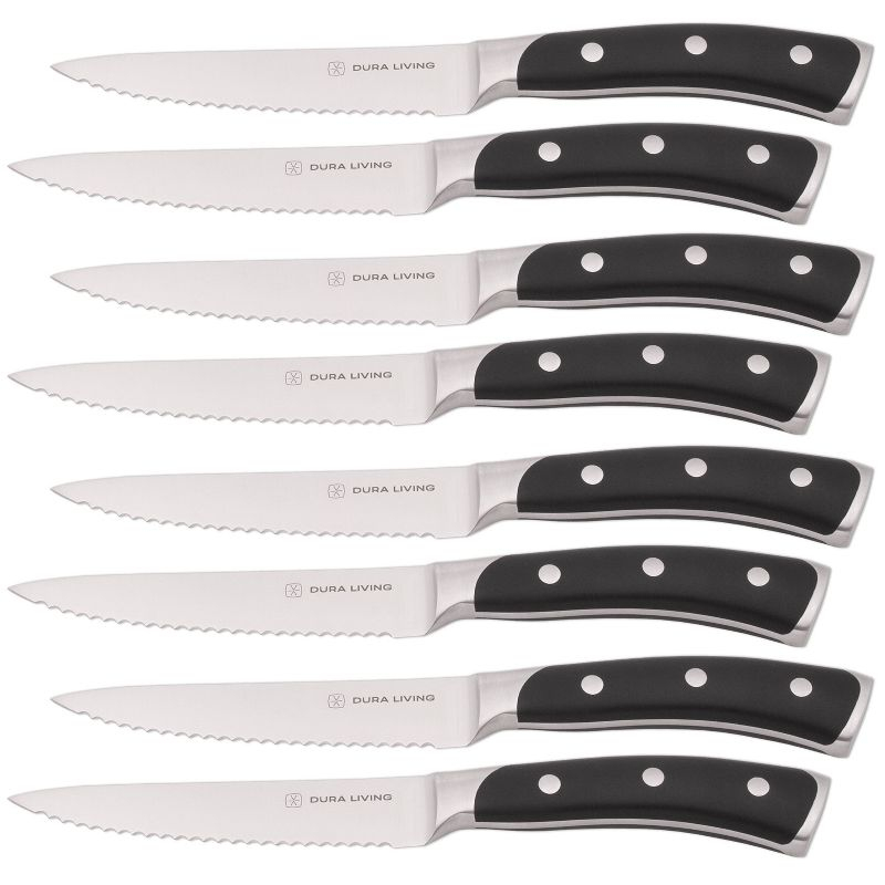 Dura Culina® Elite Series 8 Piece Stainless Steel Steak Knife Set, Black