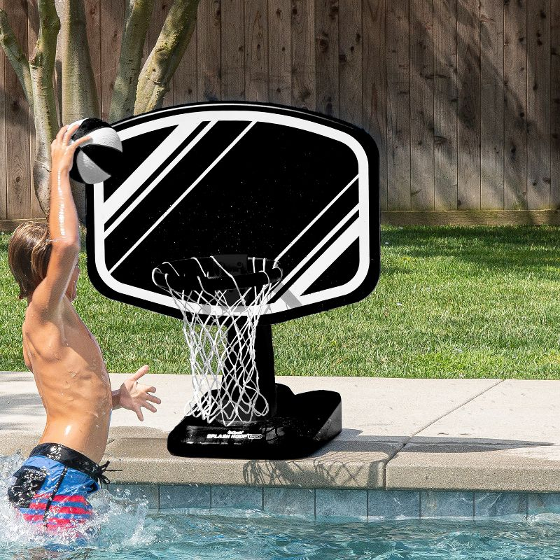 GoSports Splash Hoop PRO Swimming Pool Basketball Game - Includes Poolside Water Basketball Hoop, 2 Balls and Pump - Black