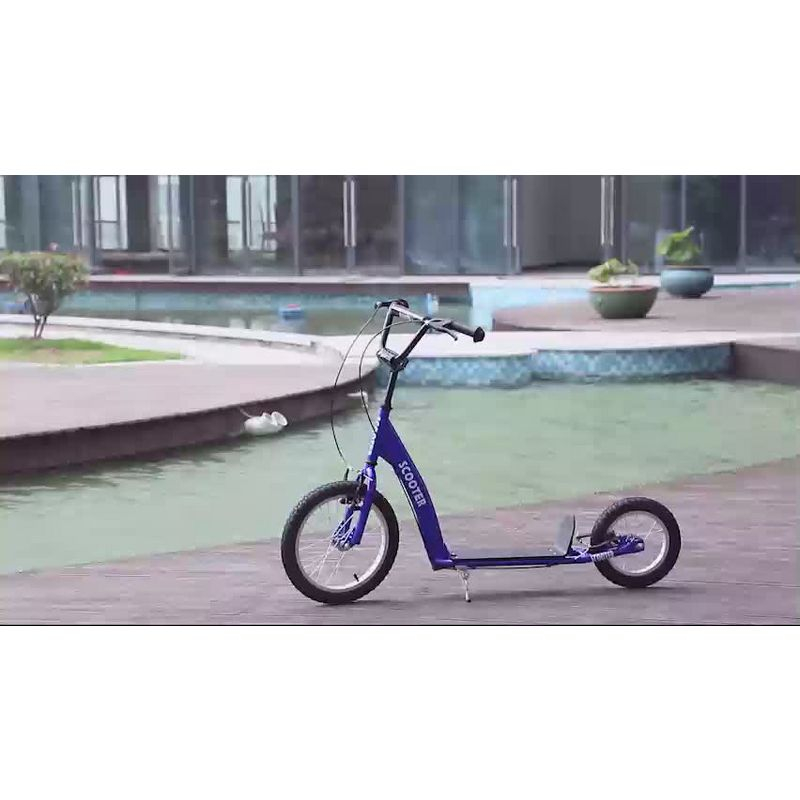 Aosom Youth Scooter Kick Scooter for Kids 5+ with Adjustable Handlebar Front and Rear Dual Brakes Inflatable Wheels, Orange