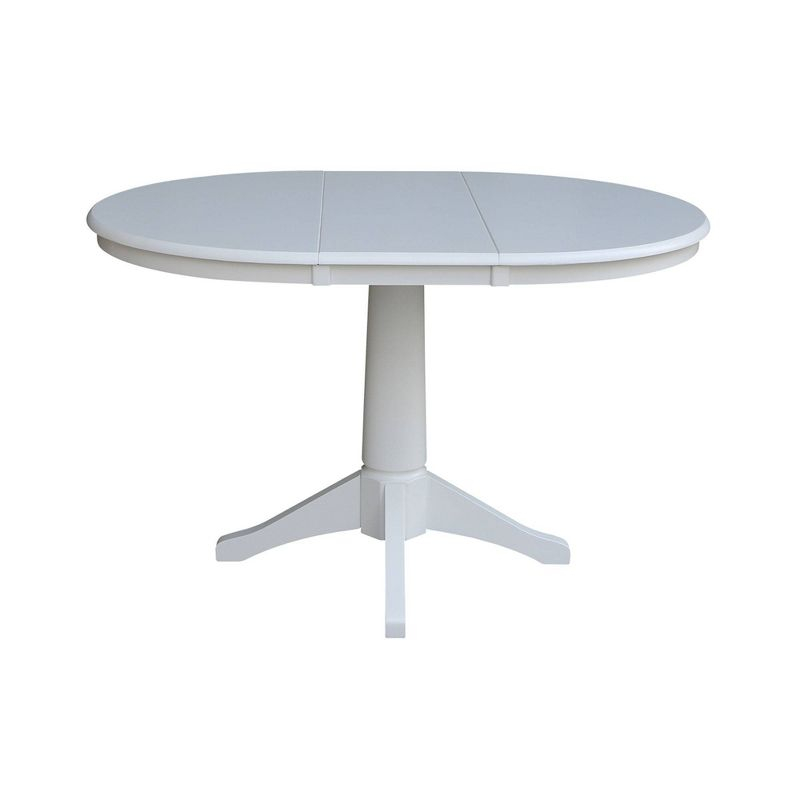 36" Magnolia Round Top Dining Table with 12" Leaf White - International Concepts: Hardwood Pedestal, Seats 4