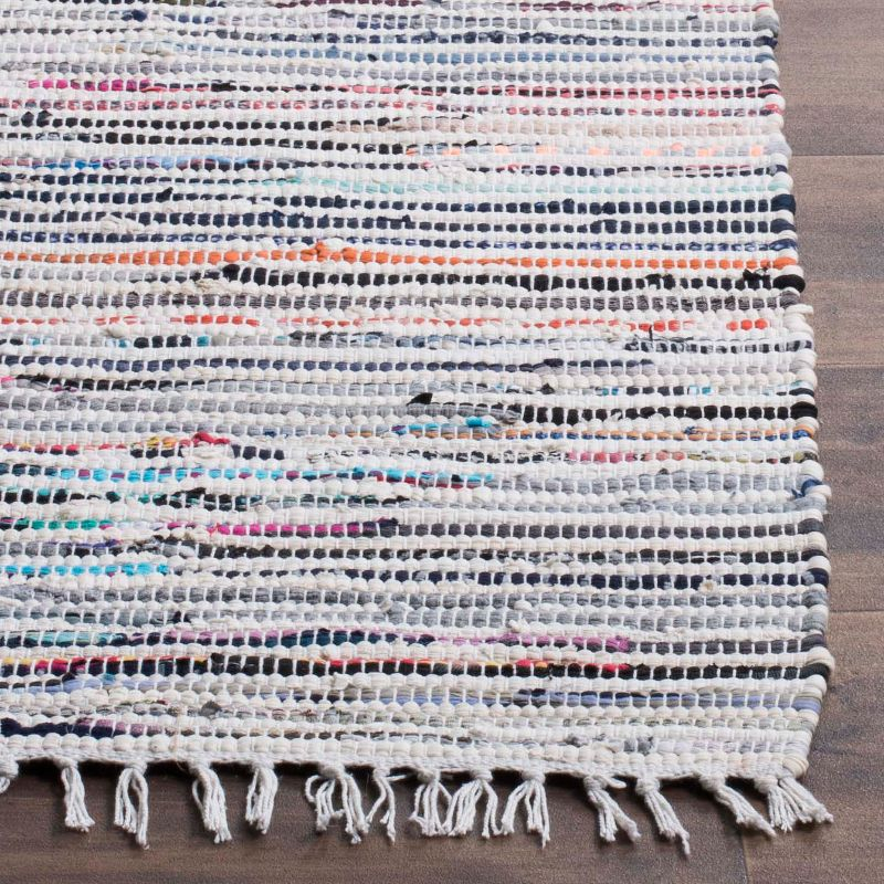 Rag Area Rug RAR125 Hand Woven Area Rug - Ivory/Multi - 6'x6' - Safavieh.