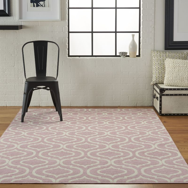Nourison Jubilant 6' x 9' Pink Indoor Area Rug Moroccan Casual Trellis by Nourison