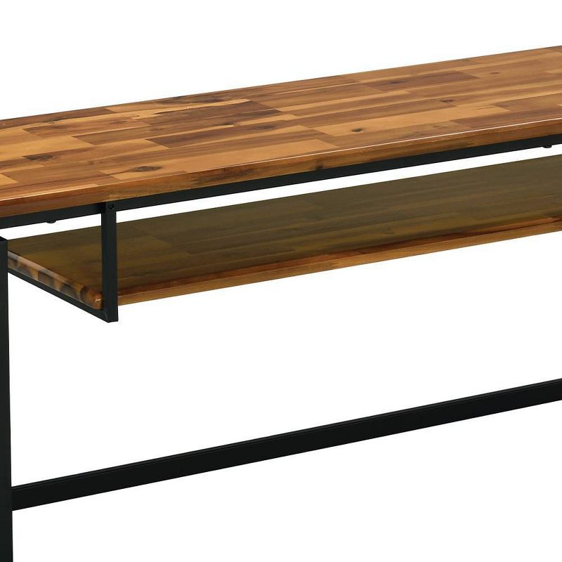 67" Jurgen TV Stand for TVs up to 65" Oak/Black Metal - Acme Furniture: Industrial Style, Open Shelf