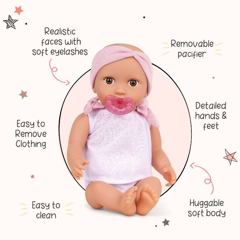 LullaBaby 14" Baby Doll & Double Stroller Accessory Set - Pink & Golden Stars