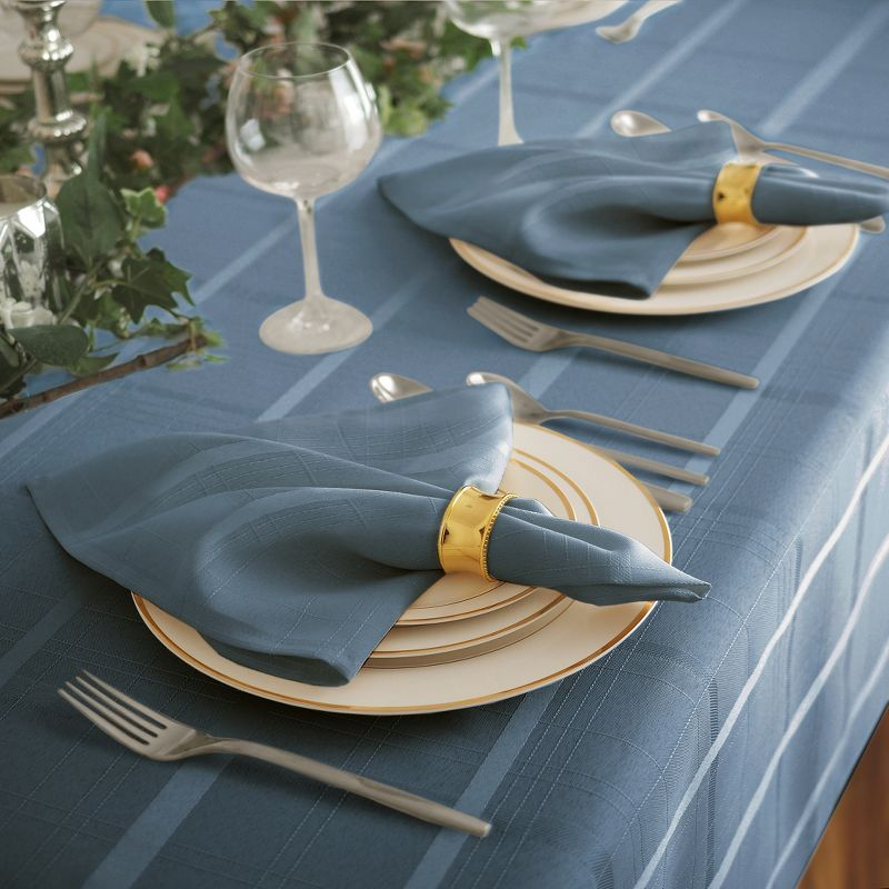 Elegance Plaid Stain & Water Resistant Tablecloth - 90" Round - Blue Shadow - Elrene Home Fashions
