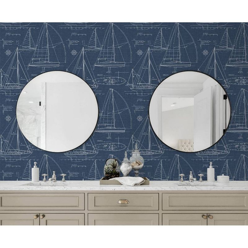 NextWall Navy Blue Yacht Club Peel and Stick Wallpaper