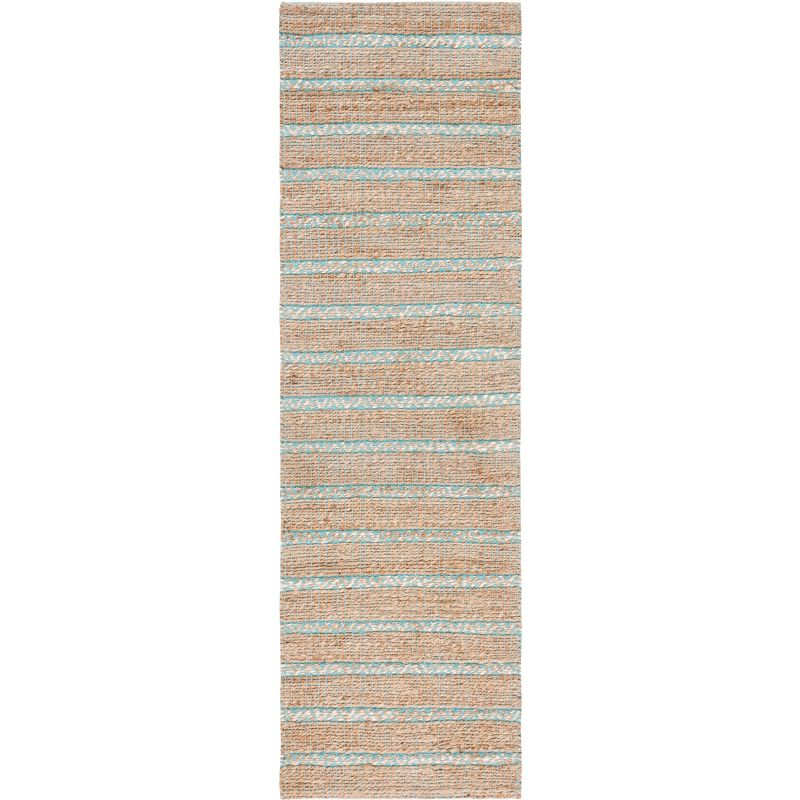 Natural Fiber NFB655 Power Loomed Runner Rug - Teal/Natural - 2'3"x8' - Safavieh.