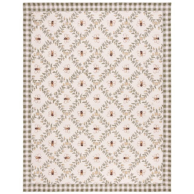 Chelsea HK55 Hand Hooked Area Rug - Ivory/Green - 8'9"x11'9" - Safavieh
